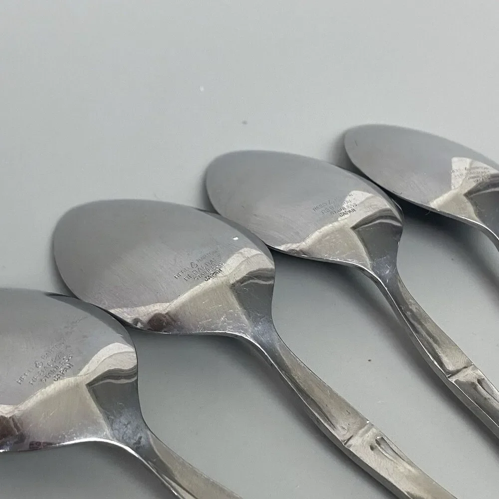 Reed & Barton Rebacraft Bamboo Soup Spoons Set of 4 Japan Stainless Steel